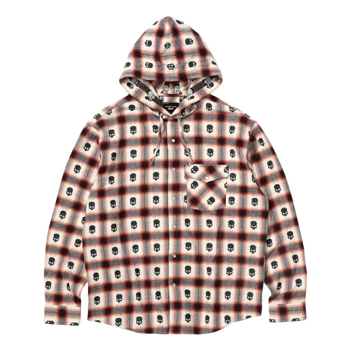 Supreme FW25 x Number (N)ine Hooded Flannel Shirt 'White' FW25S22-WHITE