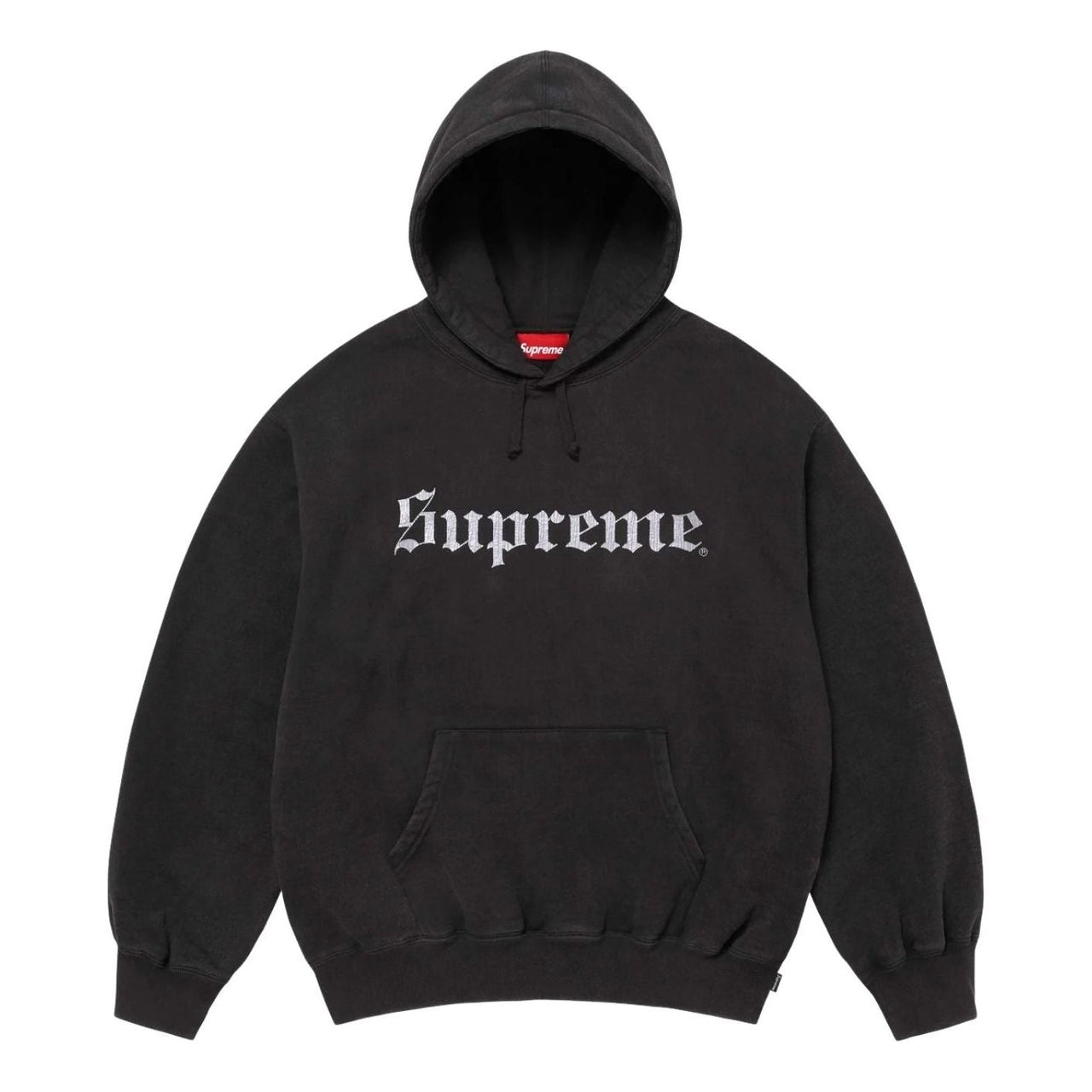 Supreme FW25 Washed Old English Hooded Sweatshirt 'Black' SUP-FW25-107-BLK