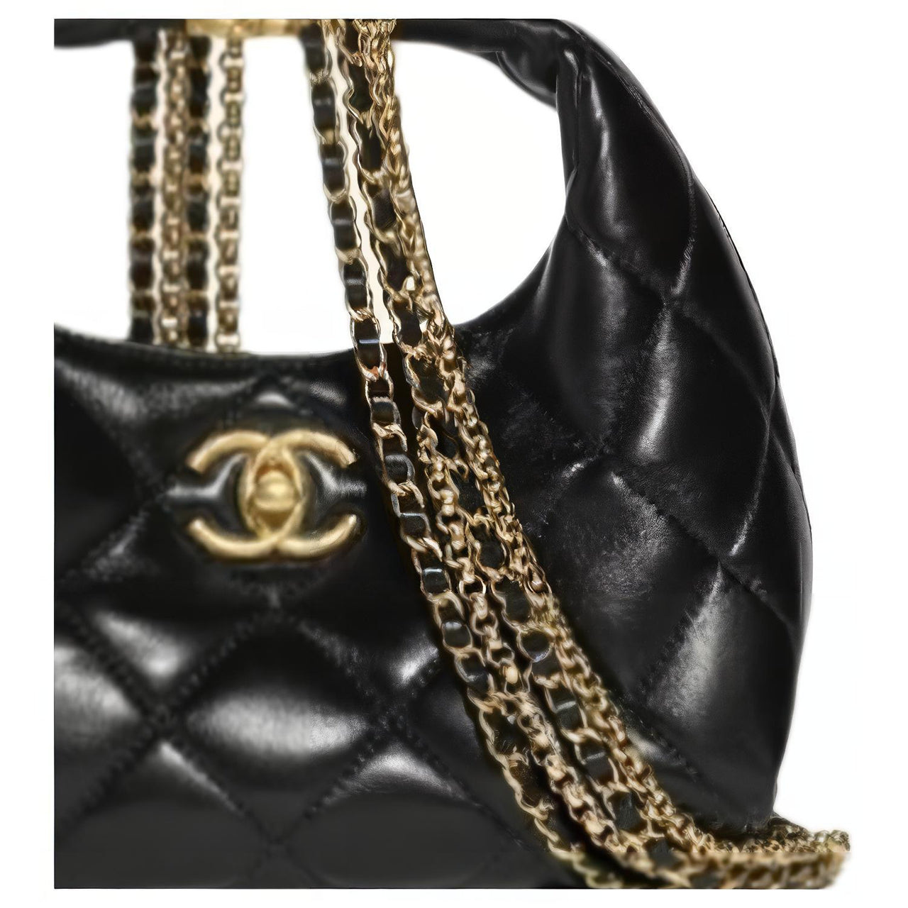 CHANEL Sheepskin Crossbody Handbag Women's Black
