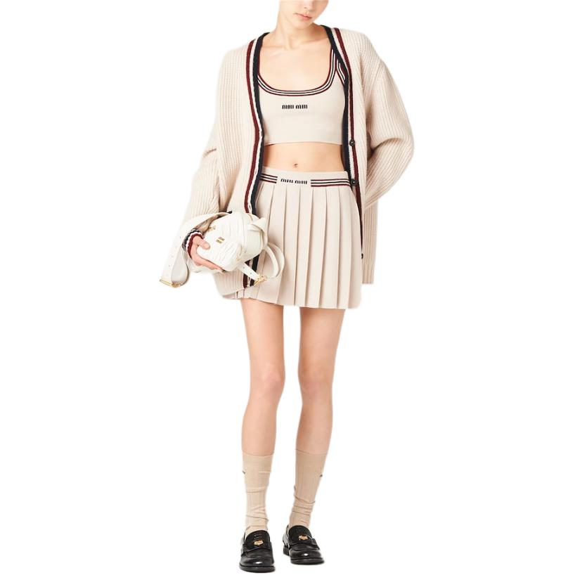 MIU MIU Pleated Knitted Cashmere Miniskirt