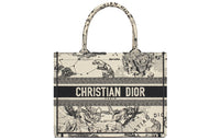 DIOR BookTote Embroidery Tote Bag Shopping Bag Shoulder Bag Handbag Medium Size Women's Milk White/Black