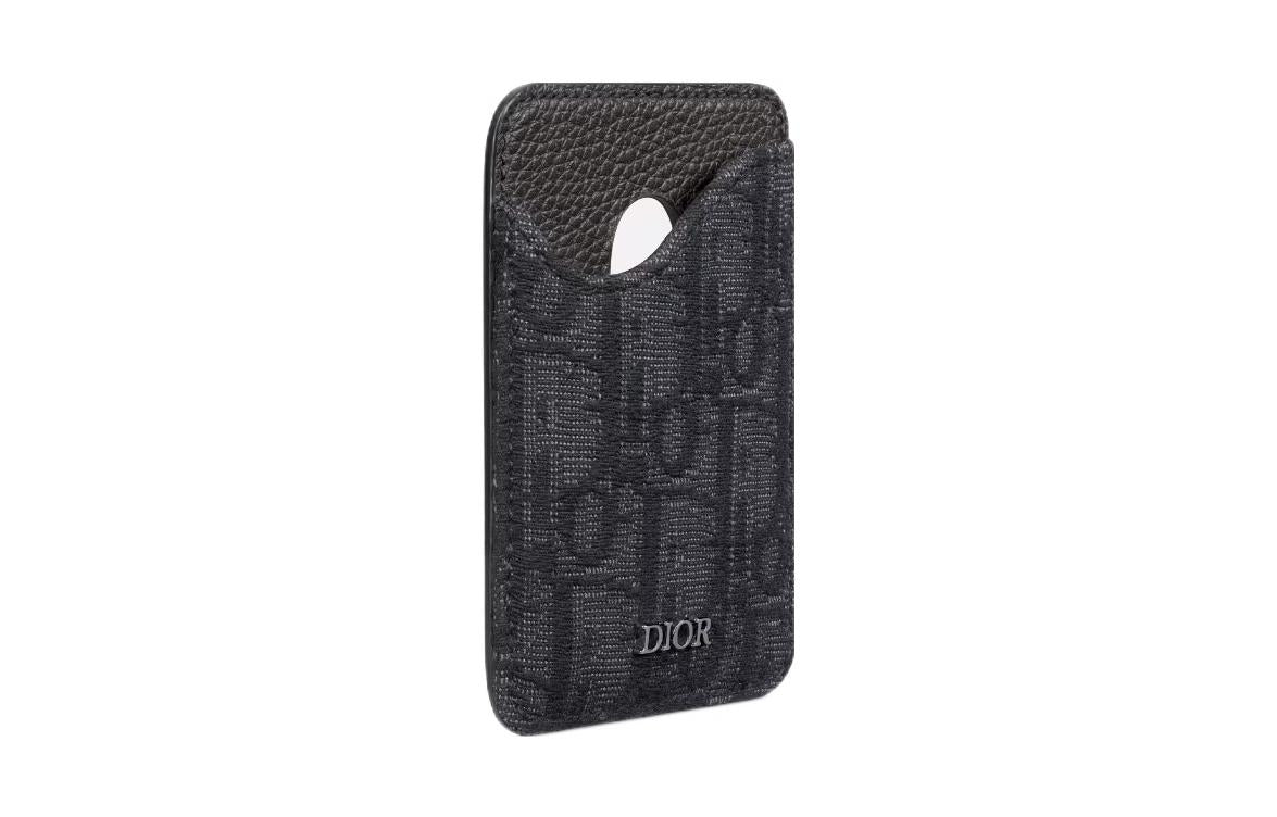 DIOR Grain Cow Leather Card Holder Men's Black