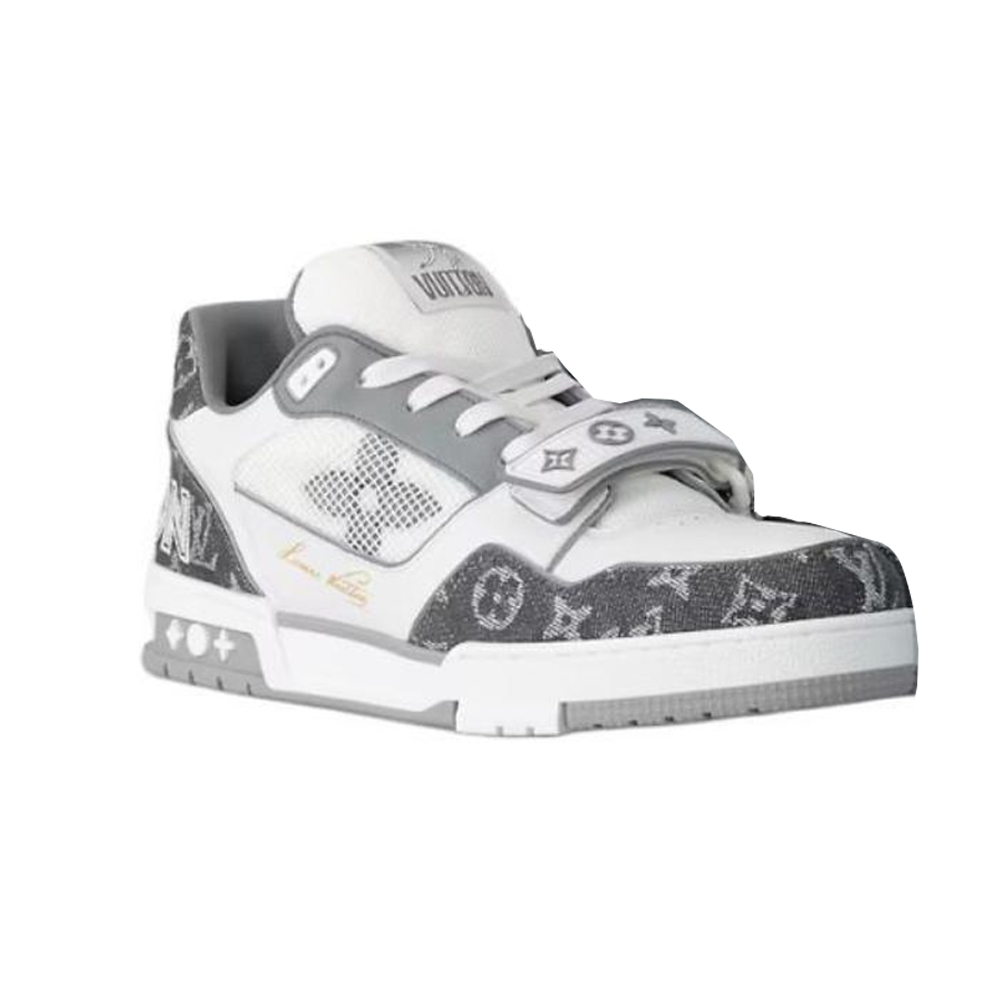 LOUIS VUITTON Trainer Low-Top Skateboard Shoes Men's White Black
