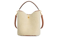 CELINE Sheepskin Bucket Bags Shoulder Bag Crossbody Bag Handbag Women's Natural Color & Brown Umber