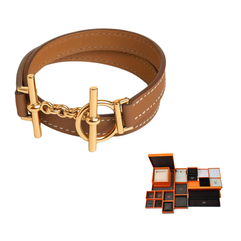 HERMES Calfskin Bracelets Women's Brown