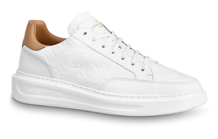 LOUIS VUITTON Beverly Hills Sneakers 'White Monogram With Caramel Collar'