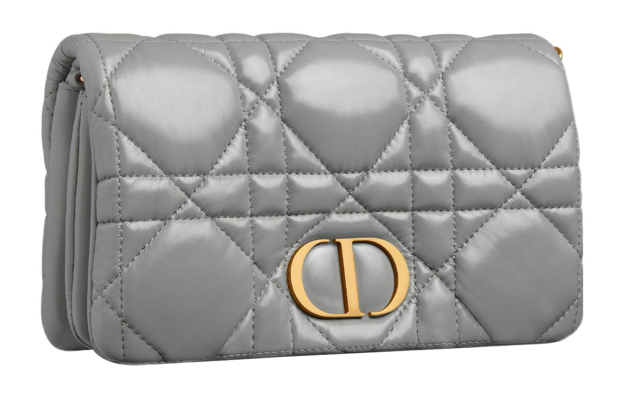 DIOR Caro Cow Leather Handheld Shoulder Bag Crossbody Bag Mini Women's Lime Gray