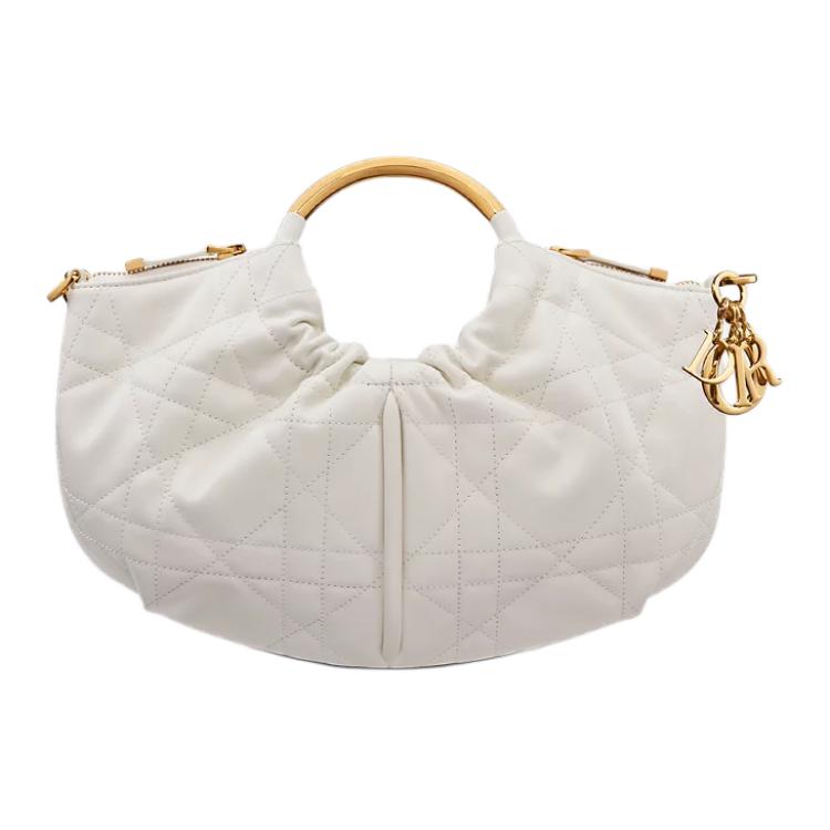DIOR Calfskin Shoulder Bag Crossbody Bag Handbag Women's White