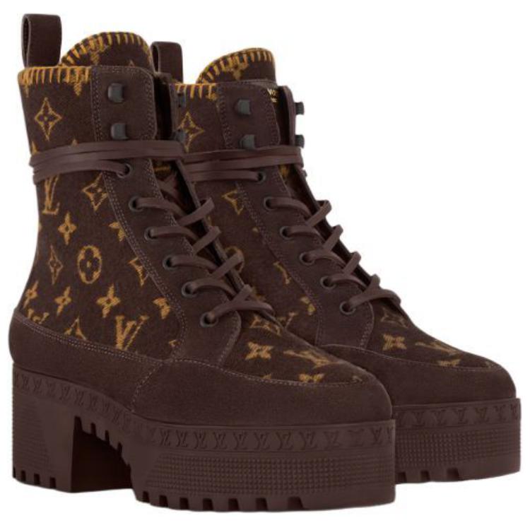 LOUIS VUITTON Laureate Ankle Boots 5cm Women's Brown