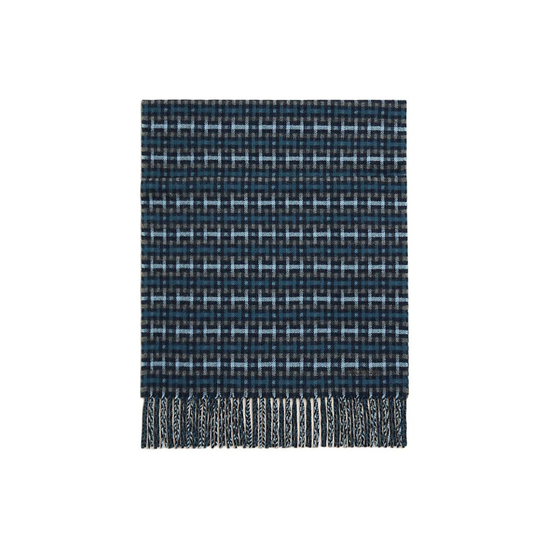 HERMES Cashmere Knit Scarves Men's Marble Blue