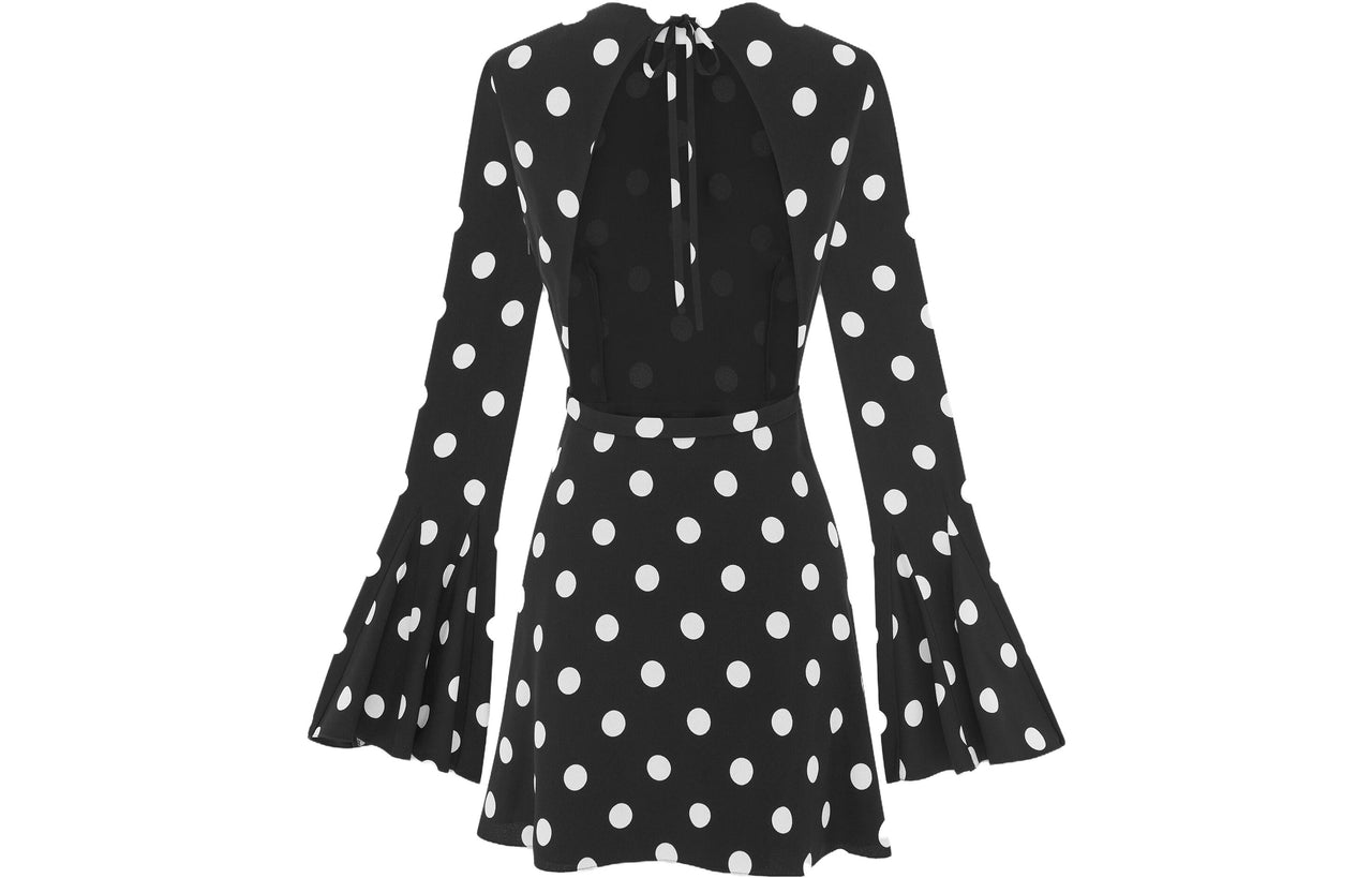 SAINT LAURENT Polka Dots Print Open-Back Dress