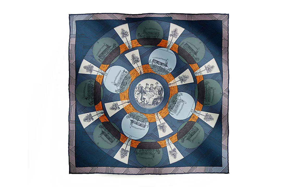 HERMES Silk Scarves Women's Navy