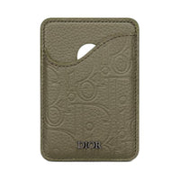 DIOR Gravity Print Effect Leather Cow Leather Card Holder Men's Khaki