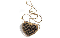 CHANEL Sheepskin Evening Party Bag One Shoulder Crossbody Clutch Women's Black/Gold