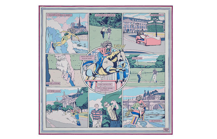 HERMES Silk Scarves Women's Mont Blanc/Vertical/Rose