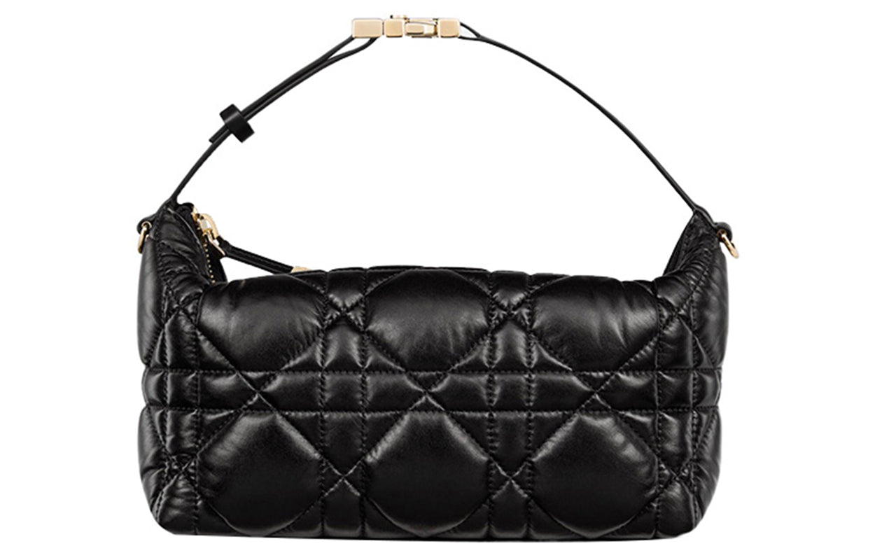 DIOR DiorTravel Cow Leather Handbag Clutch Medium Size Women's Black