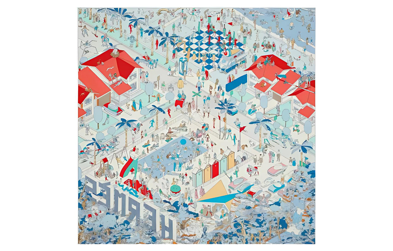 HERMES Silk Scarves Women's Blue