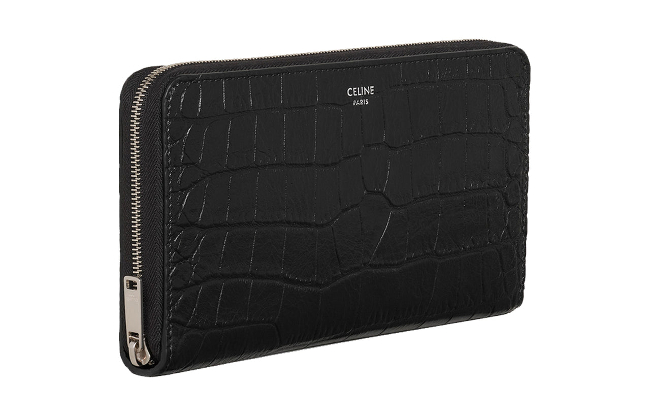 CELINE Calfskin Clutches Wallets Large Size Men's Black