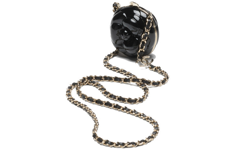 CHANEL Resin Camellia Handheld Crossbody Bag Shoulder Bag Women's Black