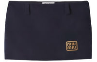 MIU MIU Velvet Texture Mini Skirt Casual Short Skirts Women's Blue