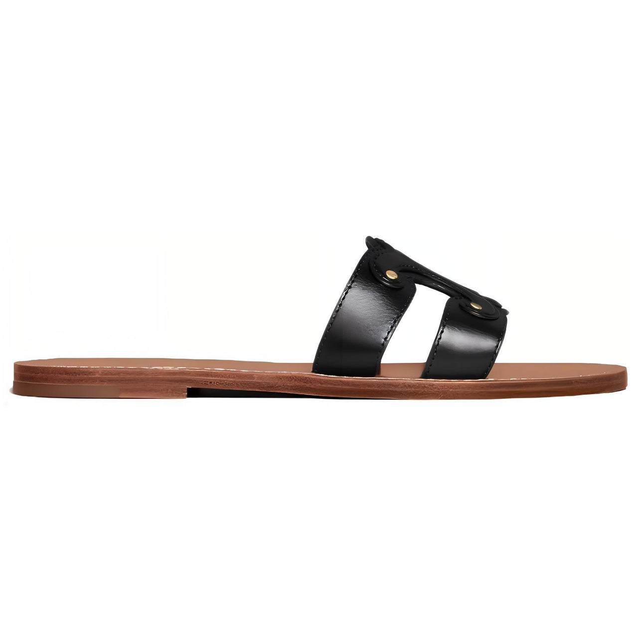 CELINE Triomphe Slide Slippers Women's Black Brown