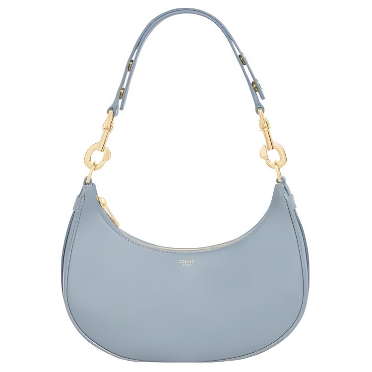 CELINE Smooth Cow Leather Handbag Shoulder Bag Women's Light Blue