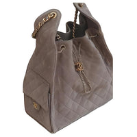 CHANEL 25Bag Suede Leather Handbag, Shoulder Bag Small Size Women's Gray