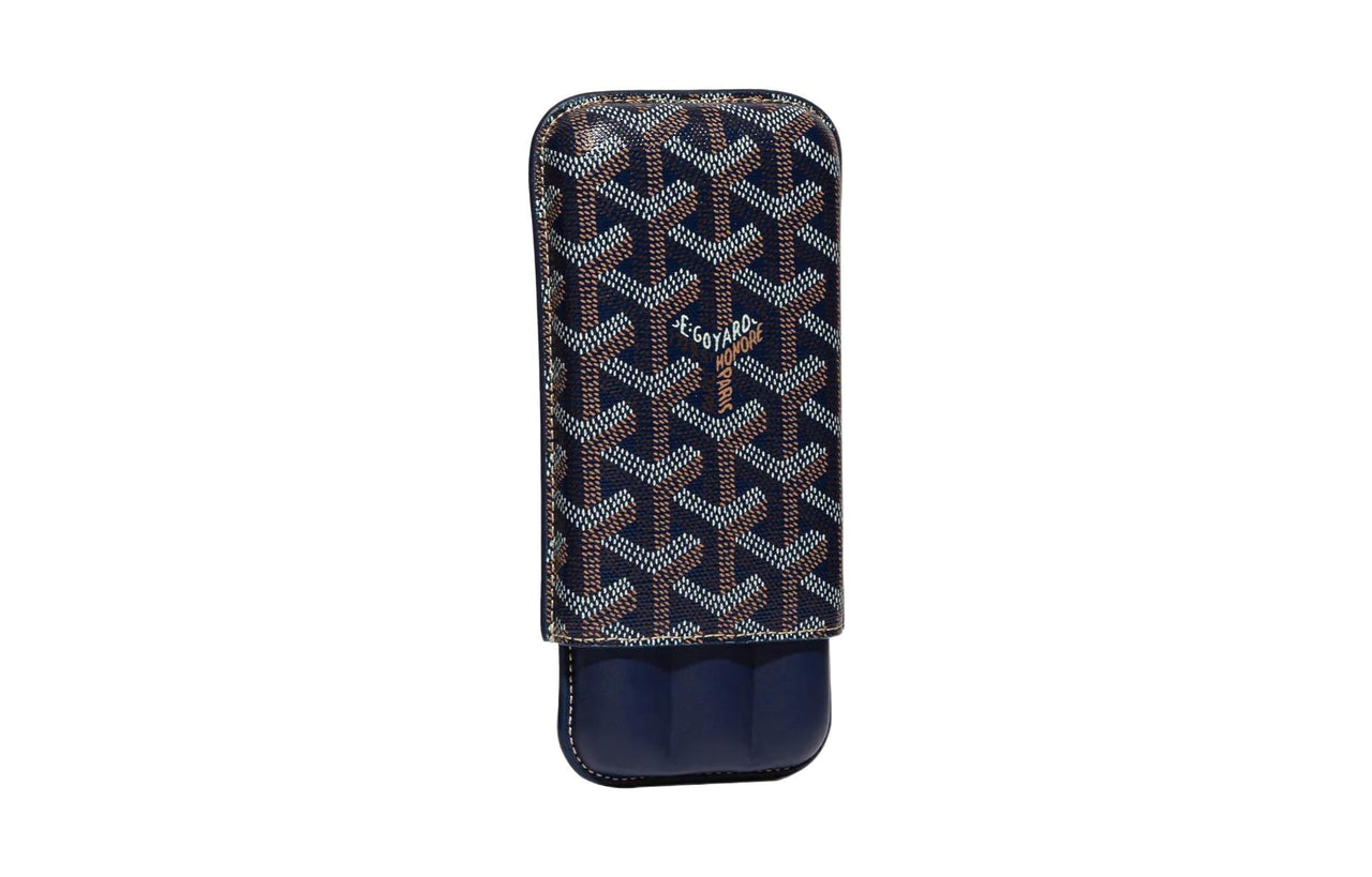 GOYARD Churchill Canvas With Calfskin Dog's Teeth Cigar Box Accessories Unisex Marine Blue