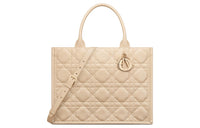 DIOR BookTote Calfskin Tote Bag, Shopping Bag, Handbag Medium Size Women's Pink Beige