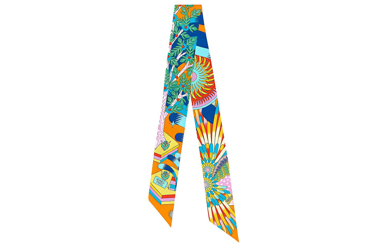 HERMES Silk Scarves Unisex Vivid Orange