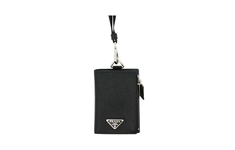 PRADA Cross-Stitch Leather Wallet Men's Black