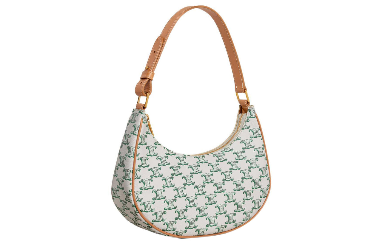 CELINE Canvas With Calfskin Trim Shoulder Bag Handbag Shoulder Bag Women's Green/White