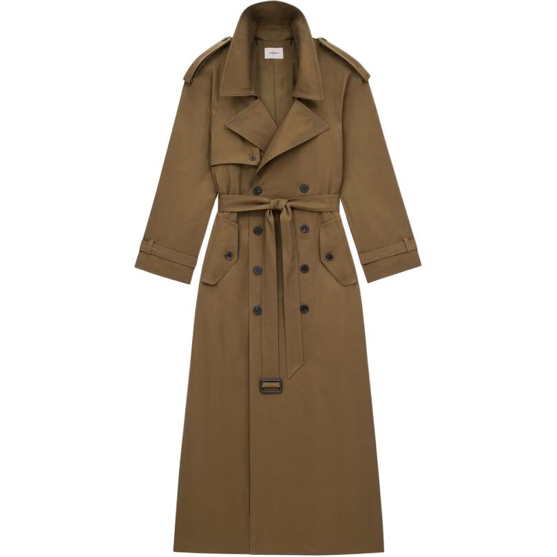 SAINT LAURENT Double Breasted Belted Trench Coat