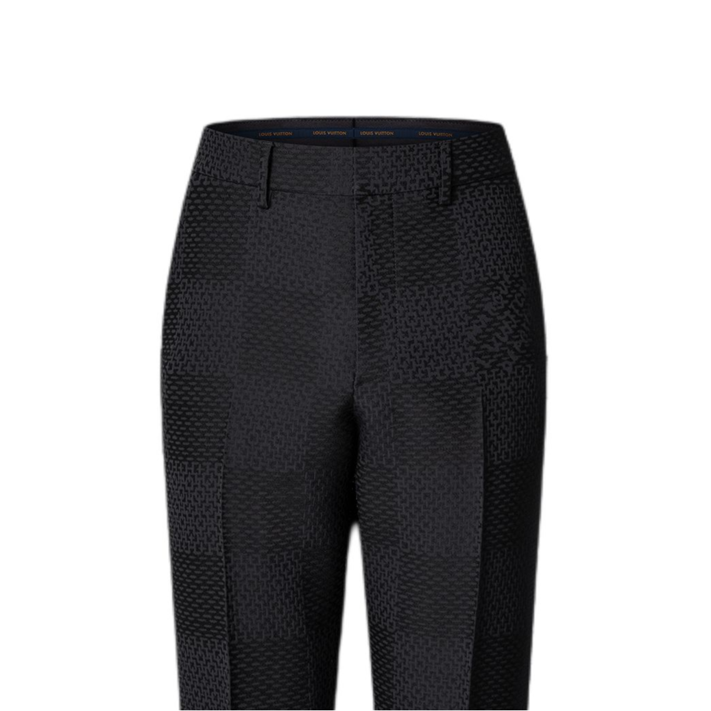 LOUIS VUITTON Jacquard Damier Wool-Silk Blend Cigarette Pants