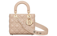 DIOR Lady DiorMy ABCDior Sheepskin Daisie Bag Shoulder Bag Crossbody Bag Handbag Small Size Women's Beige