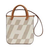 HERMES Cabas Fabric With Cow Leather One Shoulder Handbags Women's Ecru-Naturel/Gold Light Brown/Earth Yellow/Brown