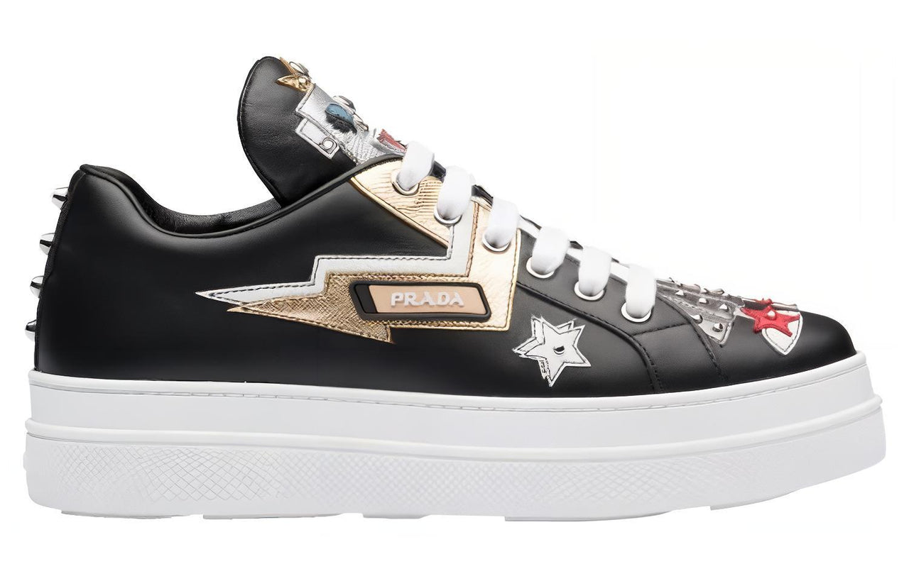 PRADA Low Top Stylish Skateboarding Shoes Women's Black