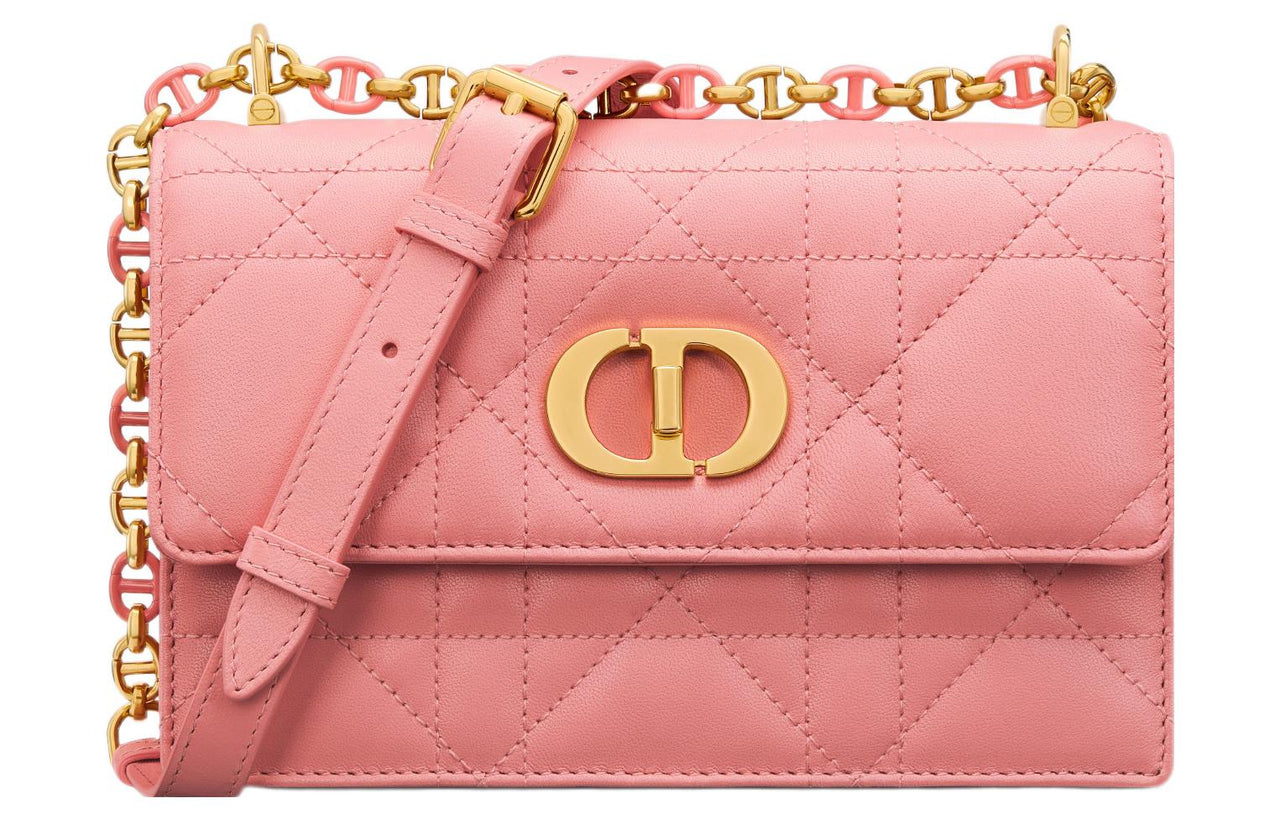 DIOR Caro Sheepskin Crossbody Bag, Shoulder Bag Women's Light Pink