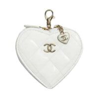 CHANEL Lambskin Heart-Shaped Bag Shoulder Bag Crossbody Bag Coin Purse Women's White