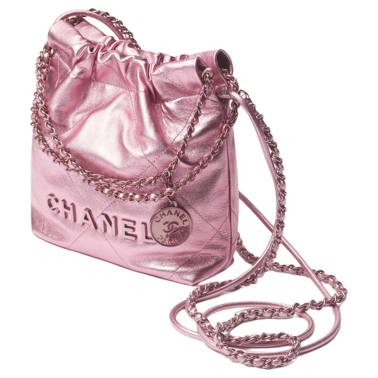 CHANEL 22Bag Lambskin Crossbody Bag Shoulder Bag Mini Women's Pink