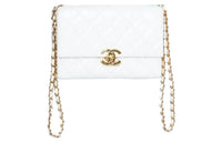 CHANEL 21K Winter Sheepskin Messenger Bag Handbag Shoulder Bag Crossbody Bag Mini Women's White