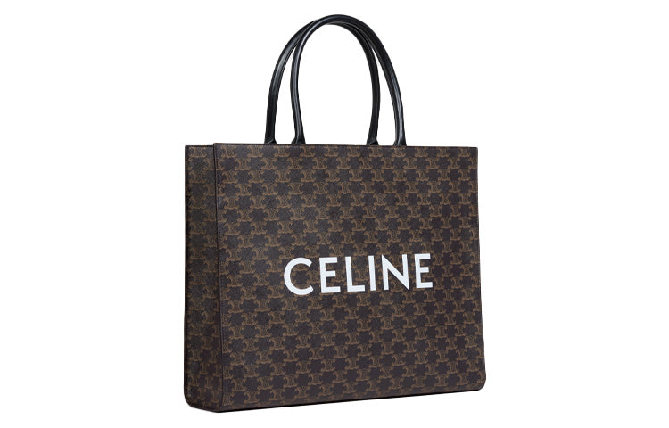 CELINE Cabas Leather Tote Bag Shopping Bag Handbag Men's Black