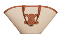 CELINE Couffin Fabric Cow Leather Patchwork Tote Bag Shopping Bag Shoulder Bag Handbag Large Size Women's Natural/Tan