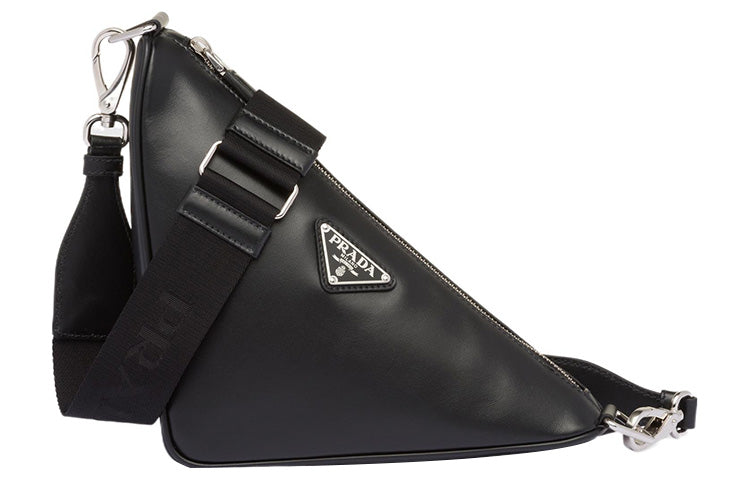 PRADA Triangle Leather Crossbody Bag, Shoulder Bag Men's Black
