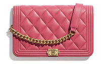 CHANEL LEBOY Sheepskin And Gold-Plated Metal Wallet Shoulder Bag Women's Pink