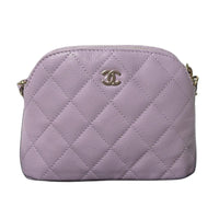 CHANEL Calfskin Clutches Shoulder Bag Crossbody Bag Women's Light Purple