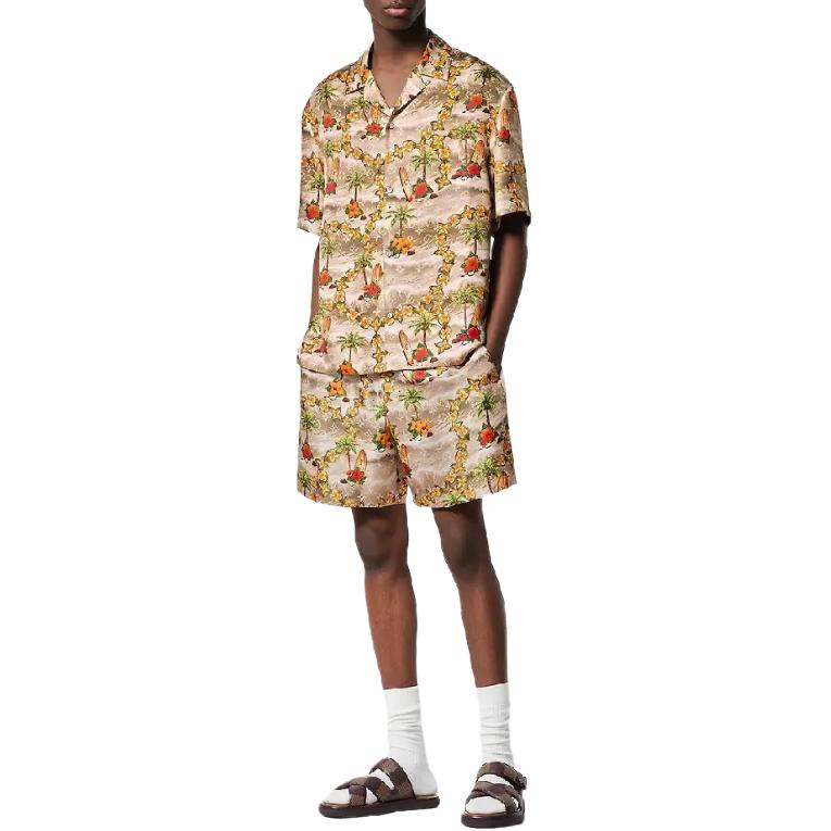 LOUIS VUITTON Monogram Short-Sleeved Silk Shirt