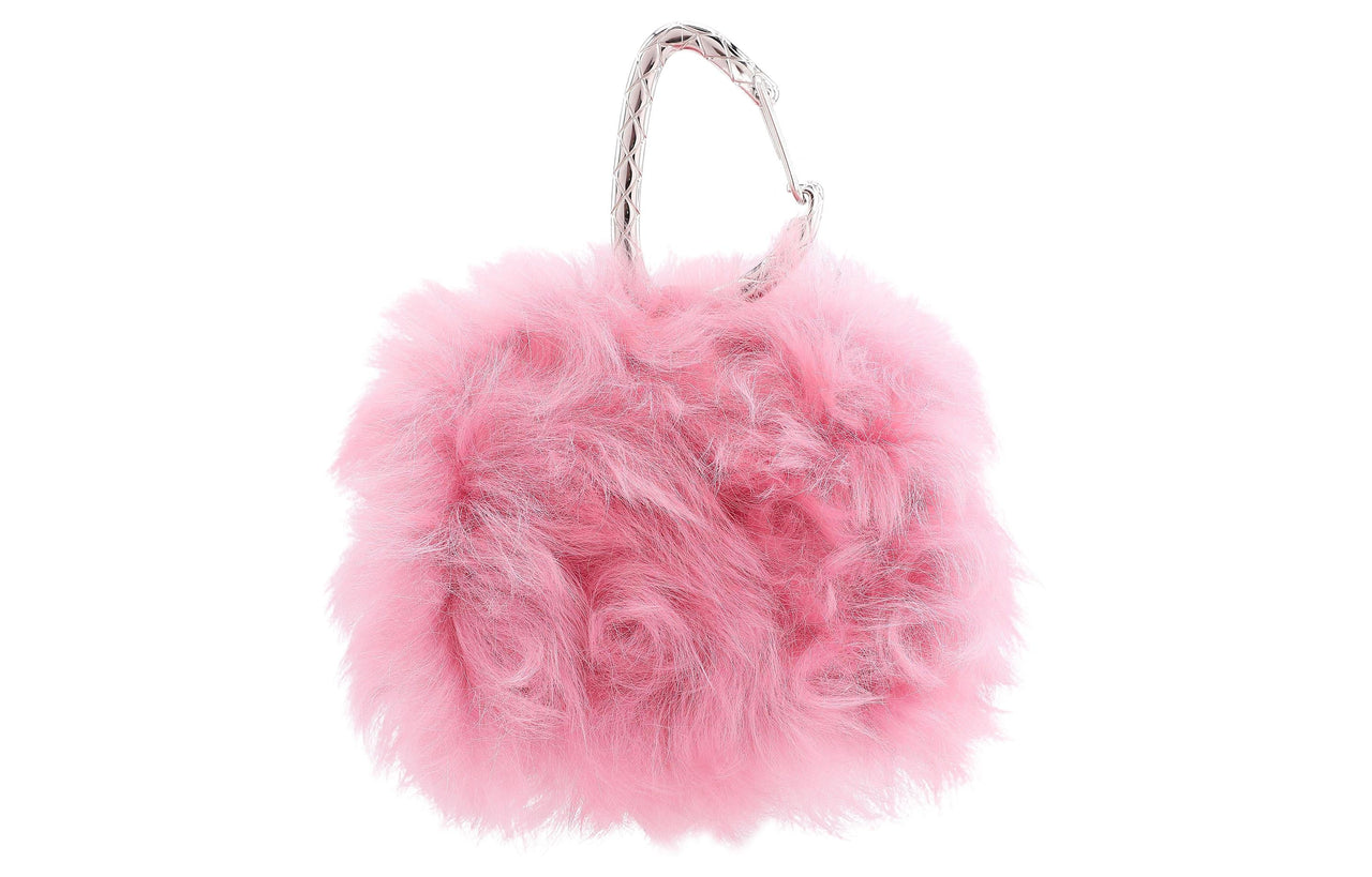 CHANEL Plush Coin Purse Fuzzy Furry Ball Fanny Pack Handbag Mini Women's Pink