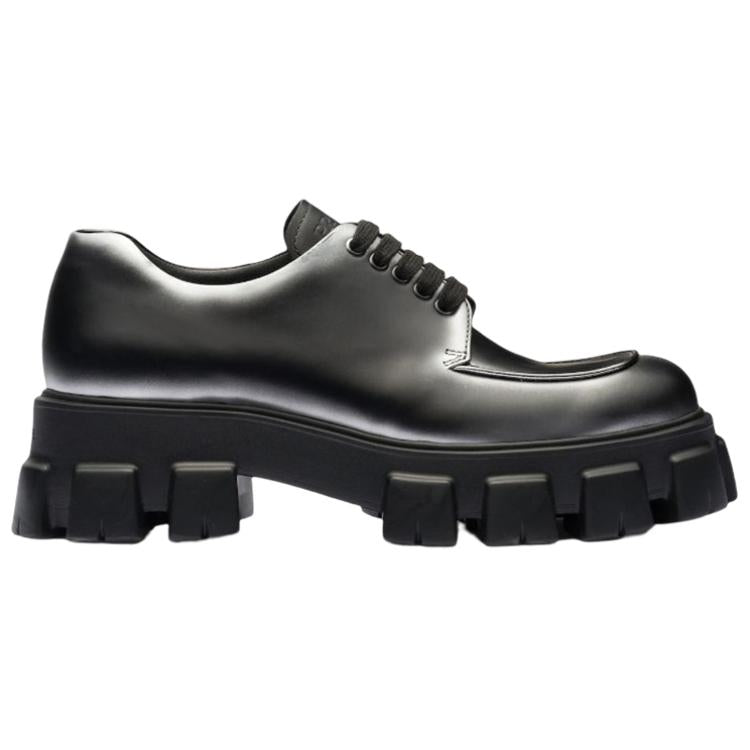 PRADA Moonlith Brushed Leather Lace-up Shoes