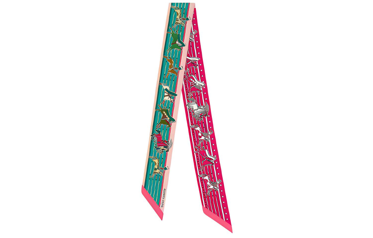 HERMES Silk Scarves Women's Duck Green Pink